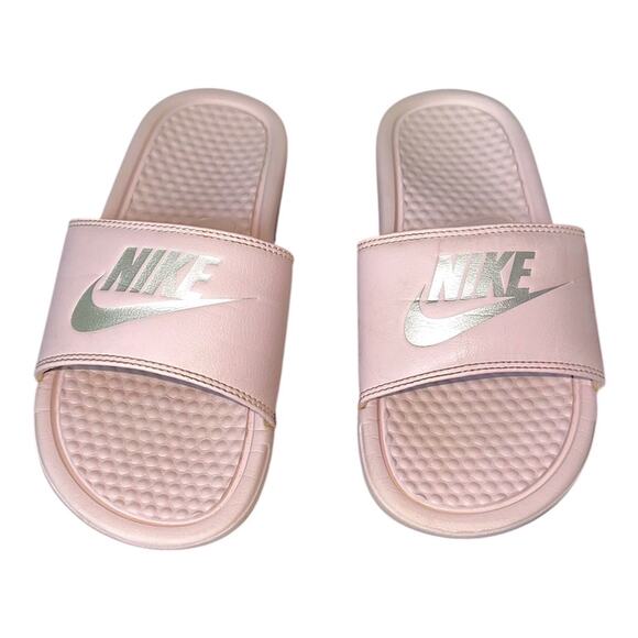 Womens size 6 nike slides light purple Nike slid ons Benassi JDI Rose 343881-614 - Picture 2 of 6